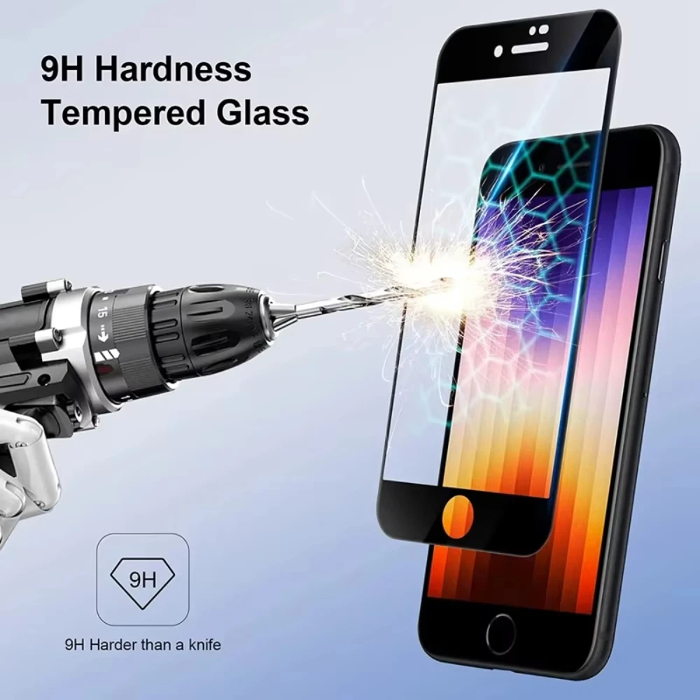 NNBILI 5PCS Gehärtetes Glas Für iPhone SE 2022 SE 2020 Volle Abdeckung Screen Protector für iPhone 7 8 Plus 9H HD Schutz Glas – Detail 5