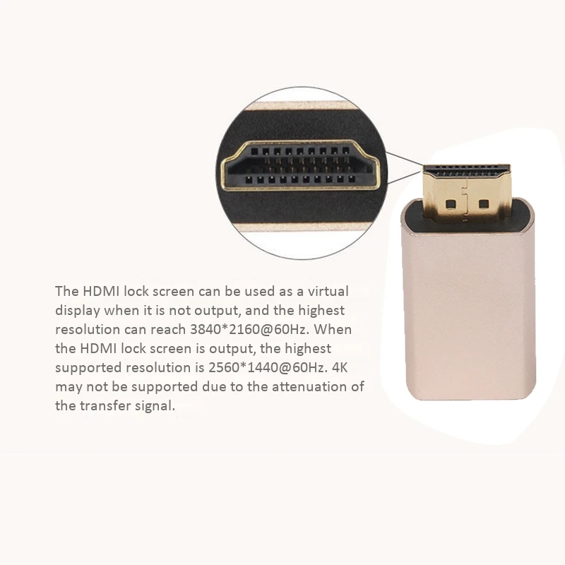 Suporte de sinal HDMI Lock Screen, adaptador virtual KVM HDMI2.0, EDID DDC, plugue manequim para emulador de exibição HDMI, até 3840X2160