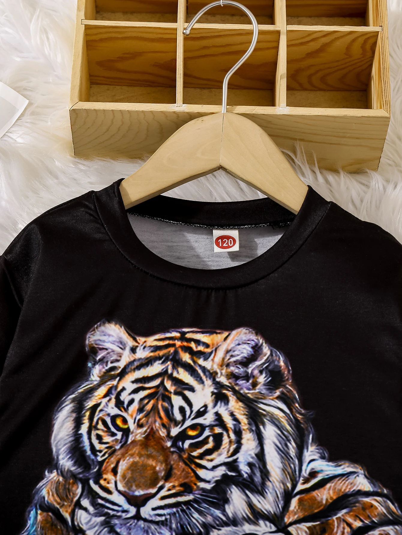 Spring Summer Children Boy T-Shirt Tiger Motif Tattoo Splicing sleeves Top Fashion Kids Boys Clothes For 5-14 years