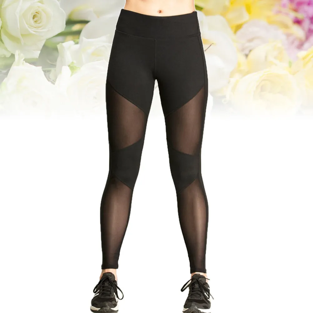 

High-Waist Yoga Pants Size L Breathable Fast Dry Dacron Acrylic Mesh Design Ideal for Yoga Workout
