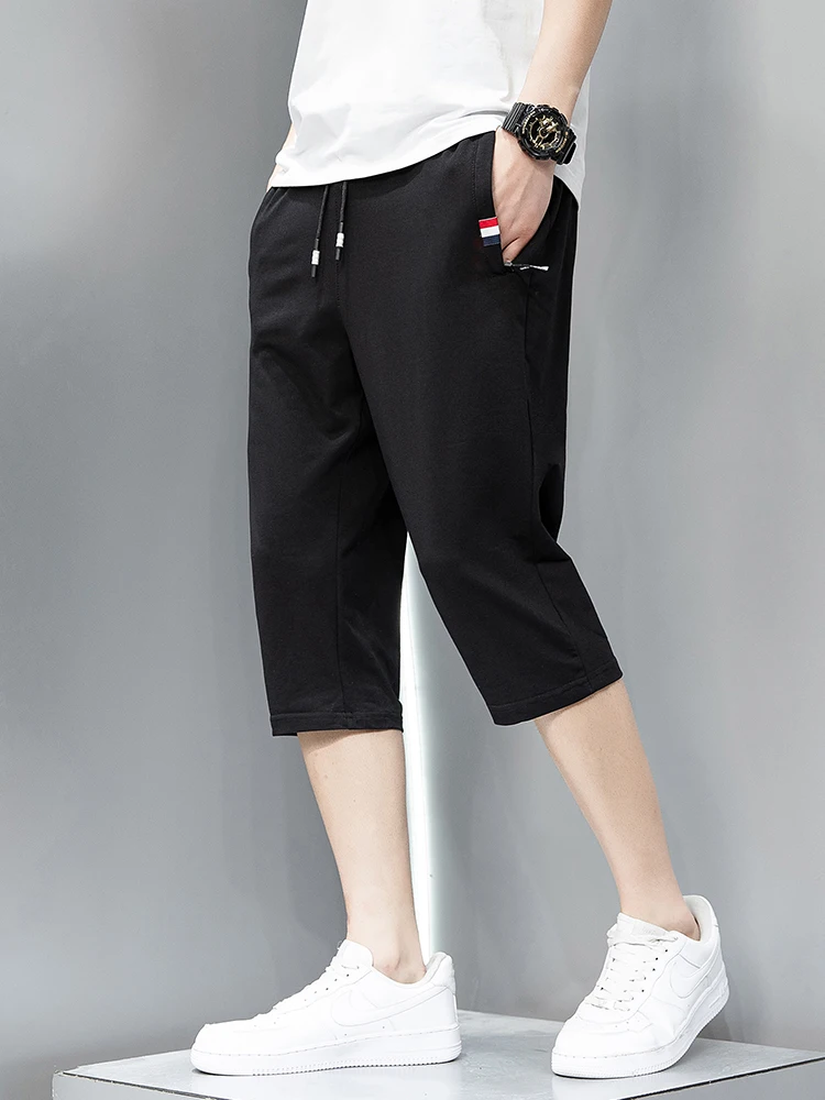 Summer Zip Pockets Sweatshorts Men Sportswear Short Breeches Jogger Pants Capris Male Solid Cotton Casual Shorts Plus Size 8XL