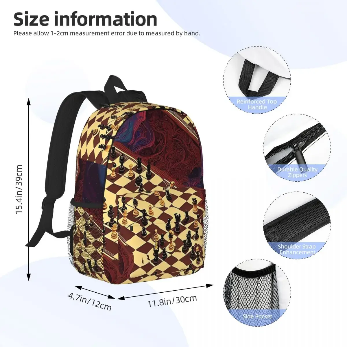 Portal Chess Backpacks Teenager Bookbag Casual Children School Bags Travel Rucksack Shoulder Bag Large Capacity