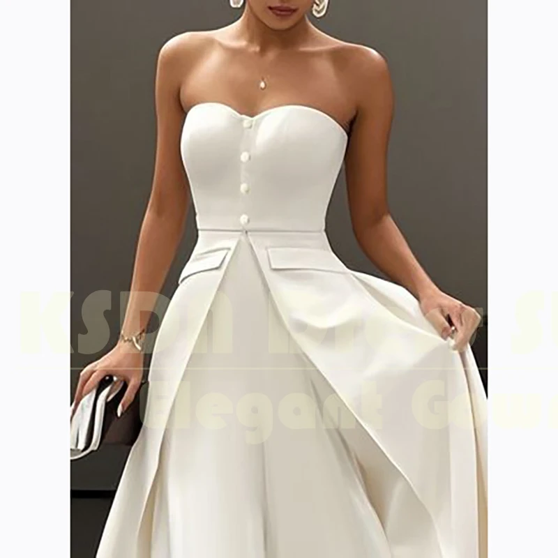 Casual White Strapless Prom Dresses Fashion Sleeveless Floor Length Dress Special Occaison Elegant Women Gowns Vestidos