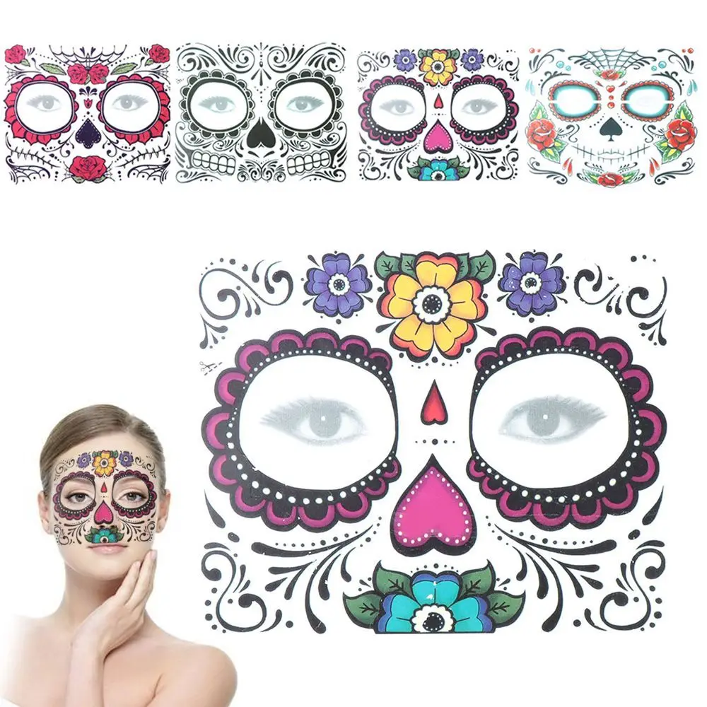 

Pop Face Decal Skull Face Special Halloween Dress up Temporary Tattoo Stickers Facial Makeup Day Of The Dead