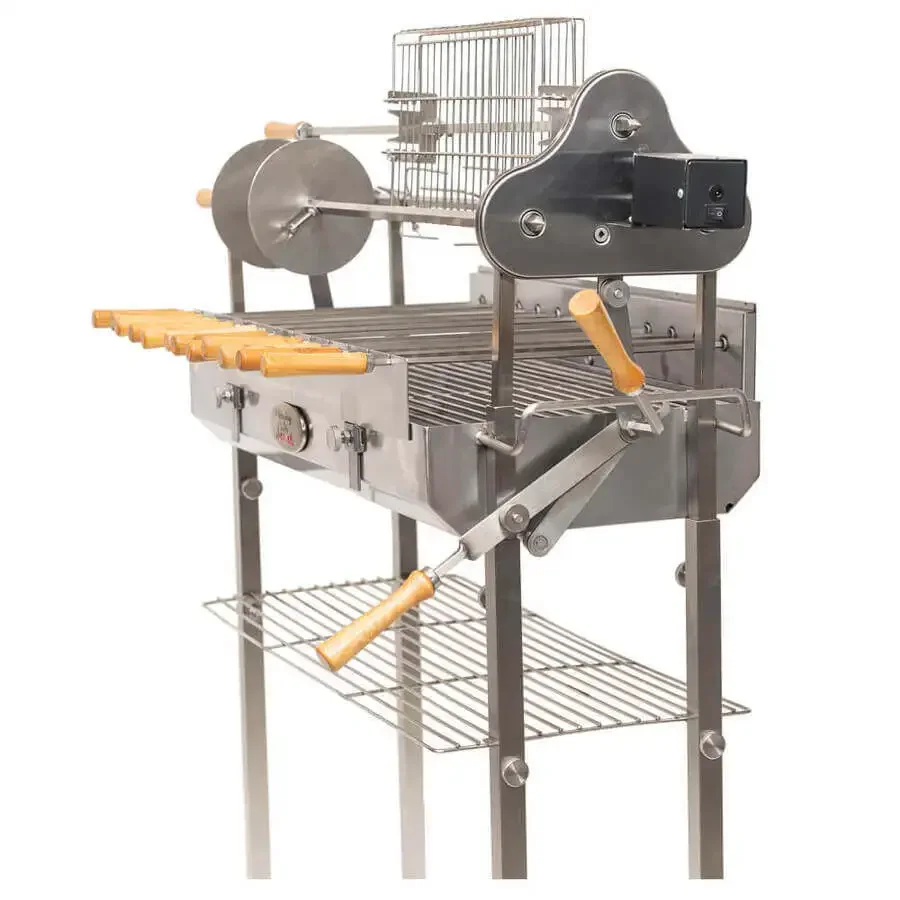 FAMILY PARTY BBQ CHARCOAL SPIT CYPRUS GRILL OUTDOOR STAINLESS STEEL AUTOMATIC BBQ GRILL - DELUXE