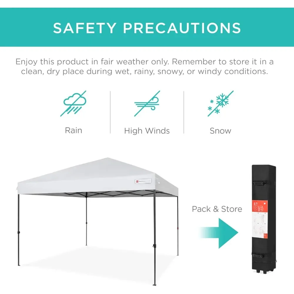 10 x 10 Fuß Pop-Up-Überdachungszelt für 1 Person, sofortiger tragbarer Unterschlupf mit 1 Knopfdruck, Koffer, 4 Gewichtstaschen