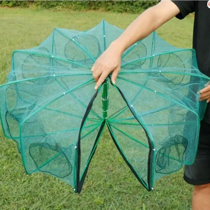 Fishing Net Mesh Folded Hexagon Octagon 8 Hole Hand Fishing Net Casting Nets Crayfish Shrimp Catcher Tank Trap Cage Mesh Tool