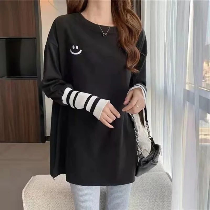 T Shirts Female Long Sleeve Clothes Autumn Tees Spring Top for Women Harajuku Original Causal Luxury Vintage Causal O Pulovers Y