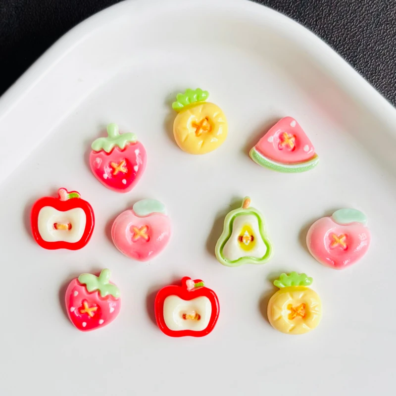 32 Pcs Cute Mini Fruits Strawberry Apple Pear Pineapple Resin Designer Charms DIY Craft For Nail 3D Decorations Jewelry A117