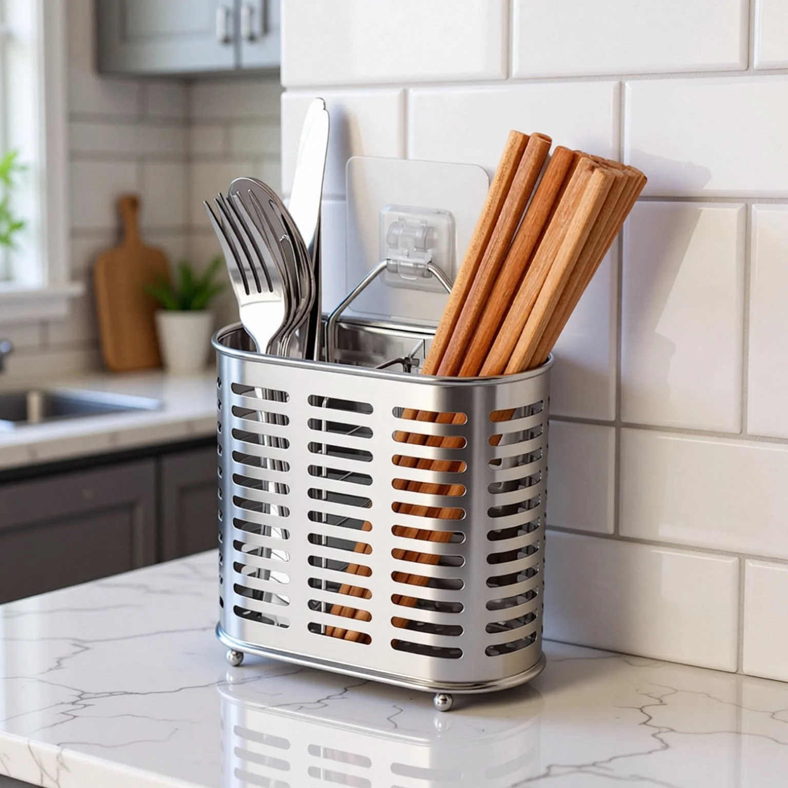 Wall-Mounted 304 Stainless Steel Chopsticks Holder Kitchen Storage Box High-End Home Use New Model Chopsticks Basket