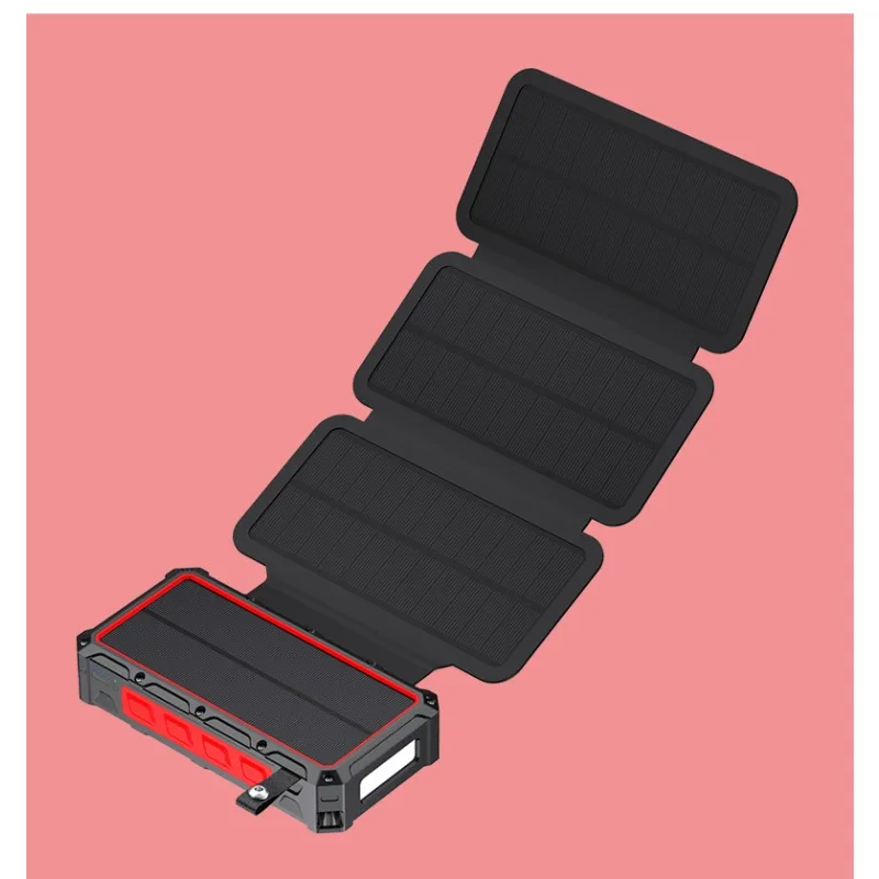 Solar Charger 20000mAh Solar Power Bank with Outputs Fast Charging Portable Charger, 4 Solar Panels with Flashlights for Phone,