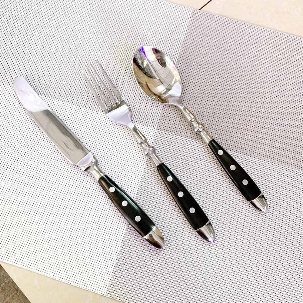 Steel Western Food Tableware Set Three Nails Knife, Fork and Spoon Practical Bakelite Black Handle Stainless  Knife