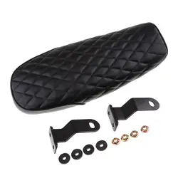 Perfeclan Stylish Rhombus Motorcycle Vintage Cafe Racer Seat Flat Saddle