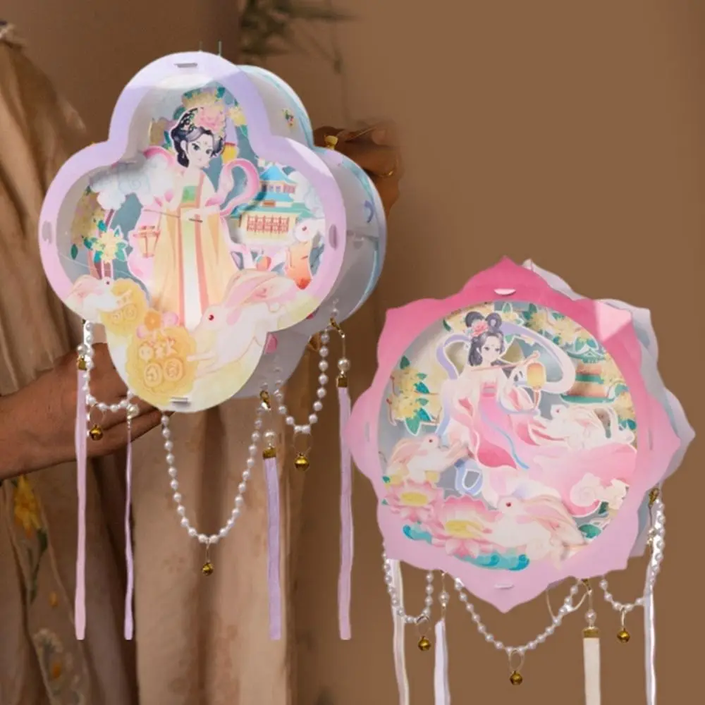 Chinese Style Mid-Autumn Festival Lantern Luminous Handmade Lantern Lamp with LED Light Handheld Rabbit Lantern Dancing Props