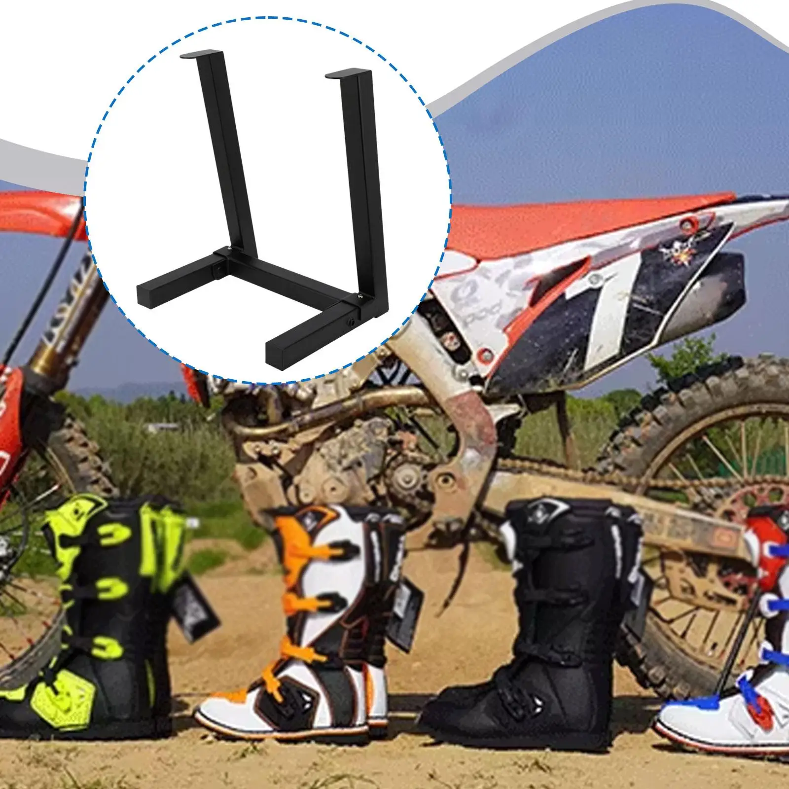 support-de-nettoyage-multifonctionnel-pour-bottes-de-moto-sechoir-a-chaussures-en-acier-inoxydable-pour-l'entretien-des-motos-en-atelier