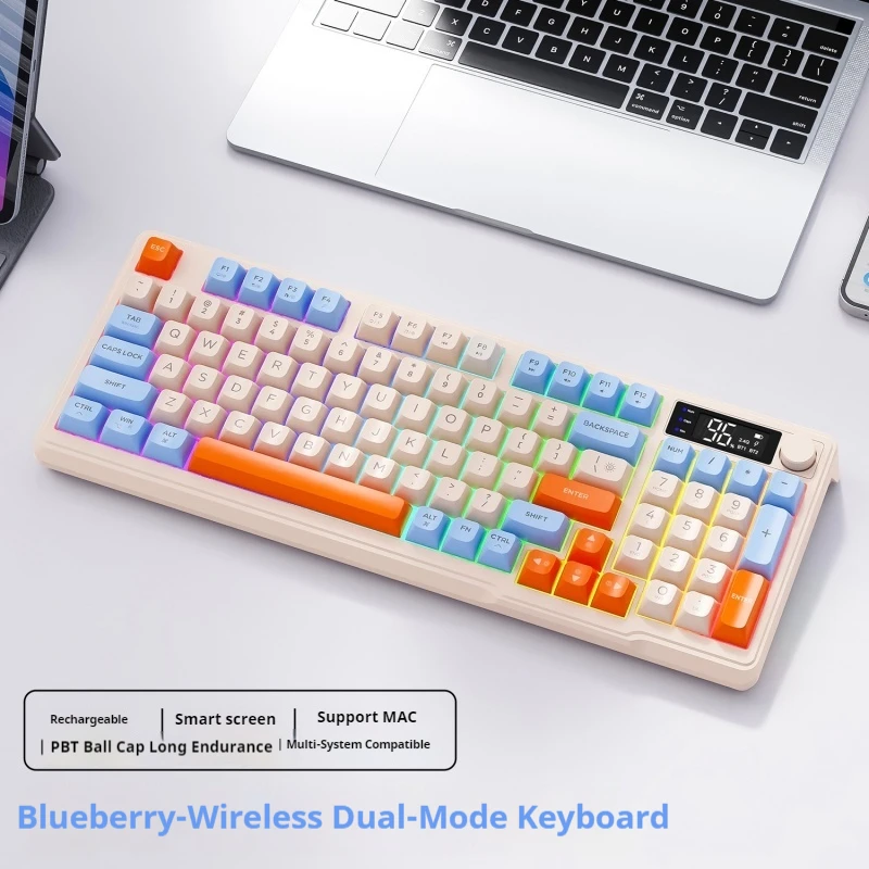 

ZIYOULANG M96 Wireless Bluetooth Dual-mode Mechanical Feel Keyboard Pbt Ball Hat With Display Game Office Waterproof Keyboard