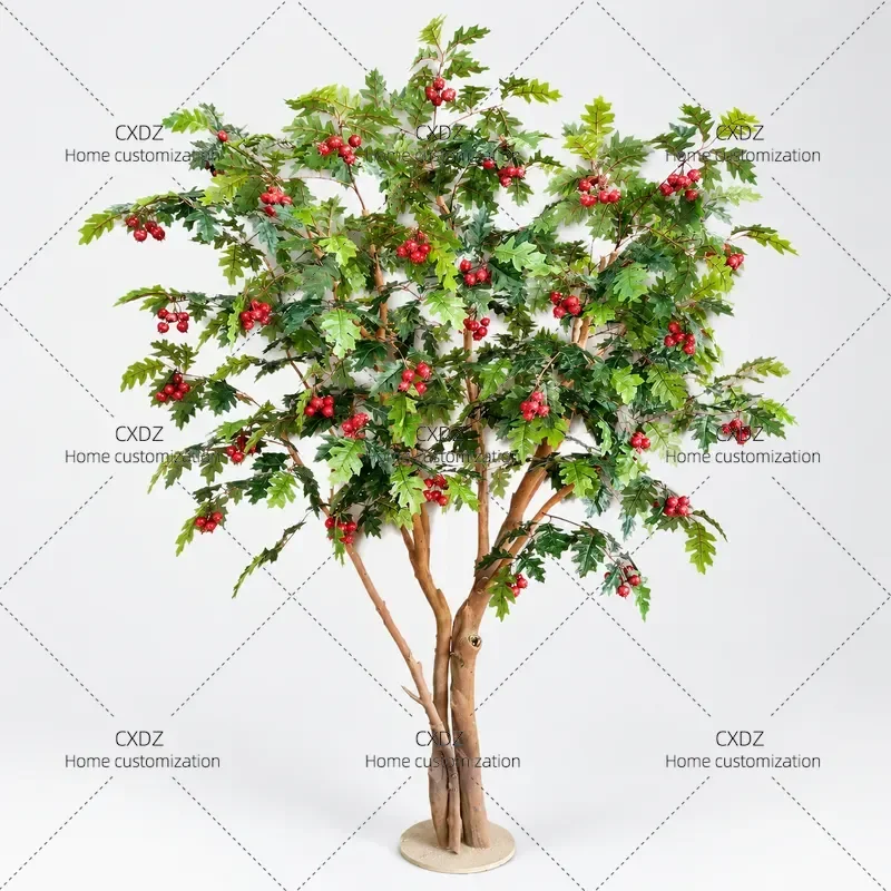 Simulation Hawthorn Lychee Apple Durian Pomegranate Tree Artificial Fruit Tree Decoration for Shopping Mall Indoor Outdoor