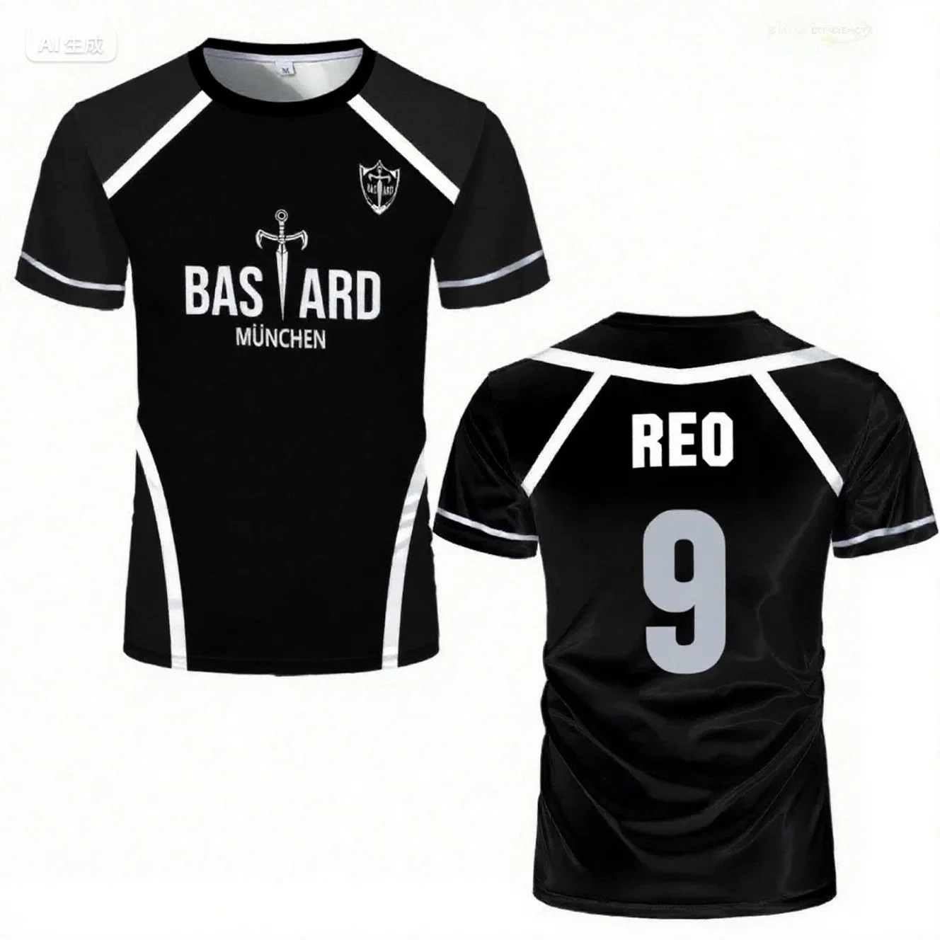 Men's casual sports short-sleeved shirt, anime blue lock design football top, outdoor activity fashionable training wear
