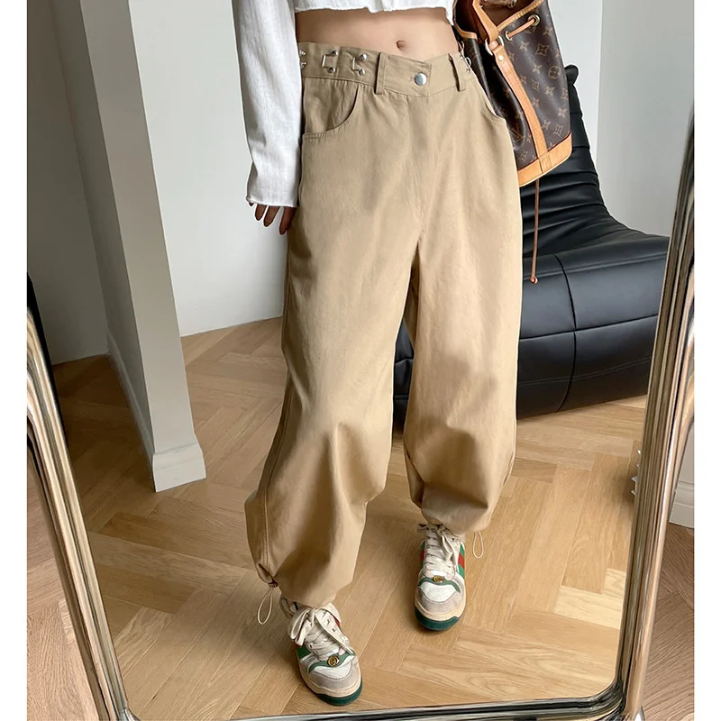 Harem Pants Female Korean Version of The Autumn New Adjustable Waist Casual Pants Nine Points Casual Pants Feet Pants Harajuku