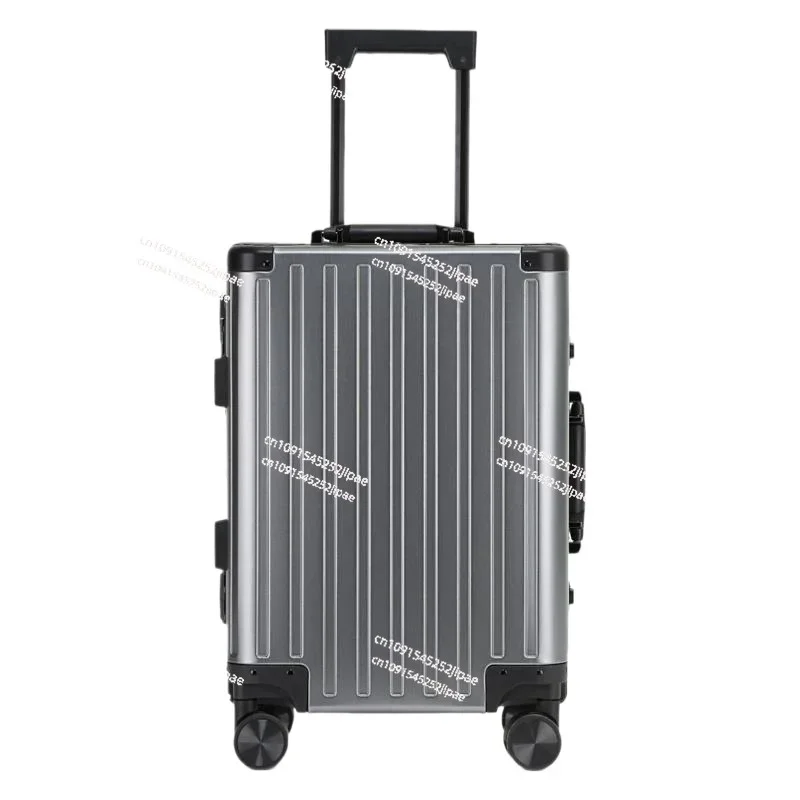 20-Inch All-aluminum Magnesium Alloy Suitcase, Universal Wheel Boarding 24 Trolley Case, Black Travel Bag, One Piece Will Be Sen