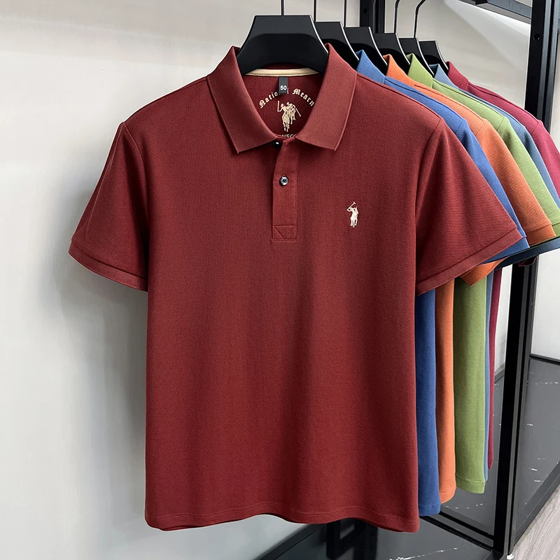 High-End 100% Baumwolle Kurzarm Polo Shirt Herren Sommer Luxus Marke Klassische Paul Pony Stickerei Freizeit Business Mode Golf T-Shirt – Detail 25