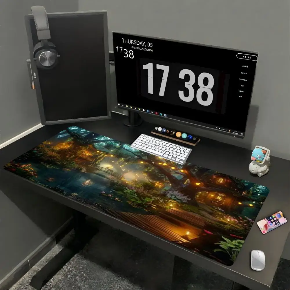 Golden Magic Circle Large Gaming Mouse Pad XXL Galaxy Deskmat Non-Slip Rubber Game Mouse Mat Computer Keyboard Mats Gamer