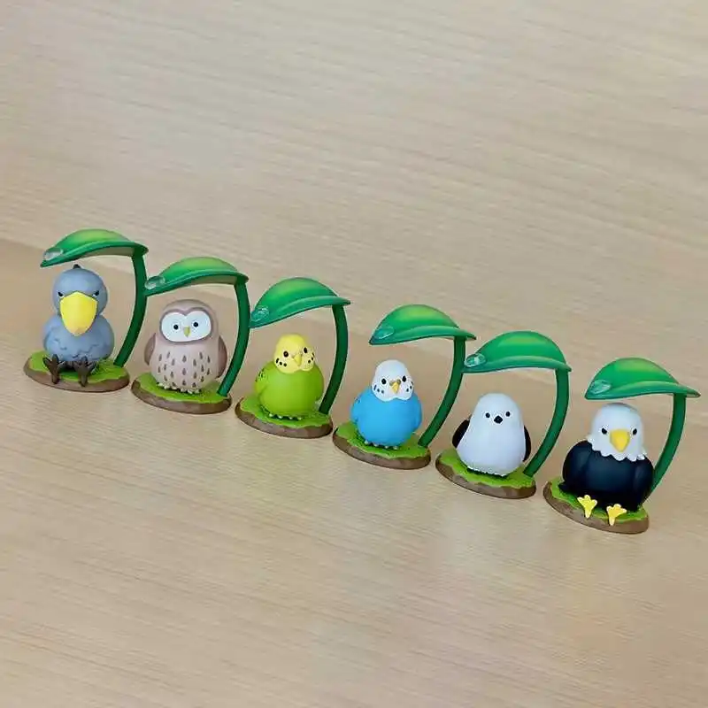 

Capsule Toy Cute Birds Budgerigar Owl Shoebill Eagle Avoid The Rain Under Leaf Umbrella Toy Gift