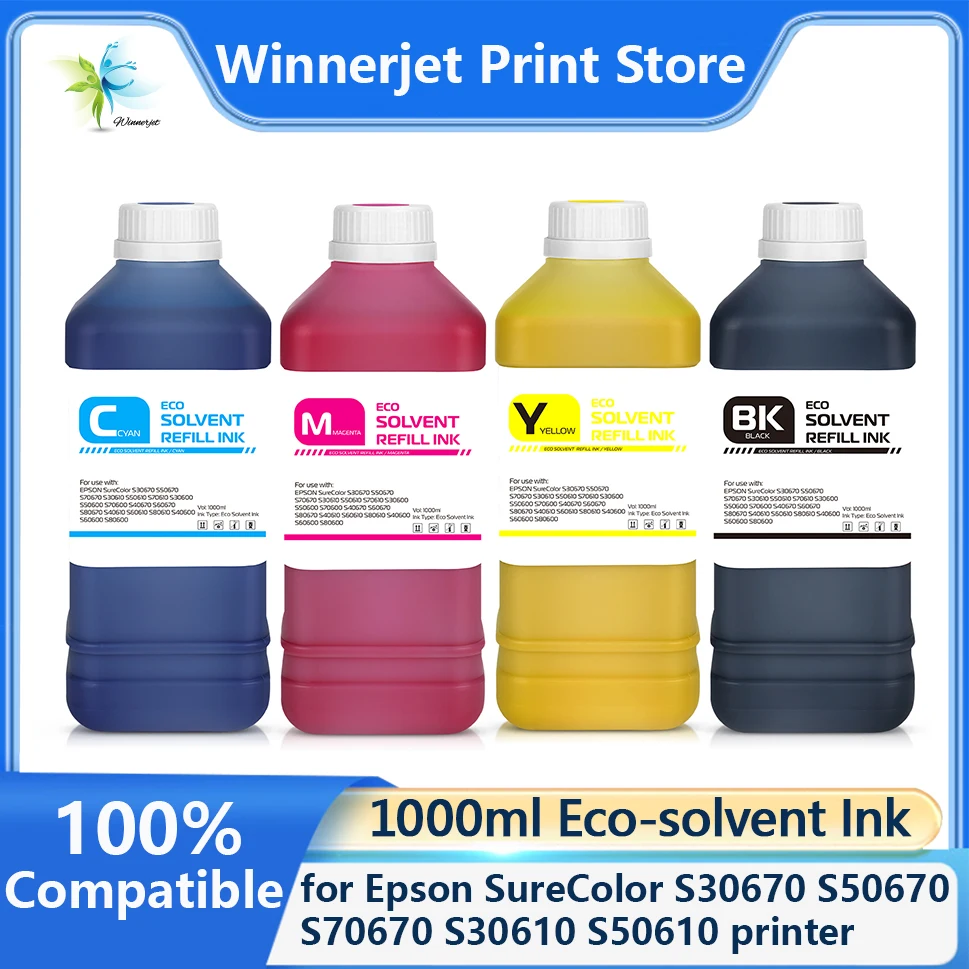 1000ml Eco-solvent Ink for Epson I3200 XP600 DX5 DX7 4720 Epson SureColor S30670 S50670 S70670 S30610 S50610 S70610 S30600 Print