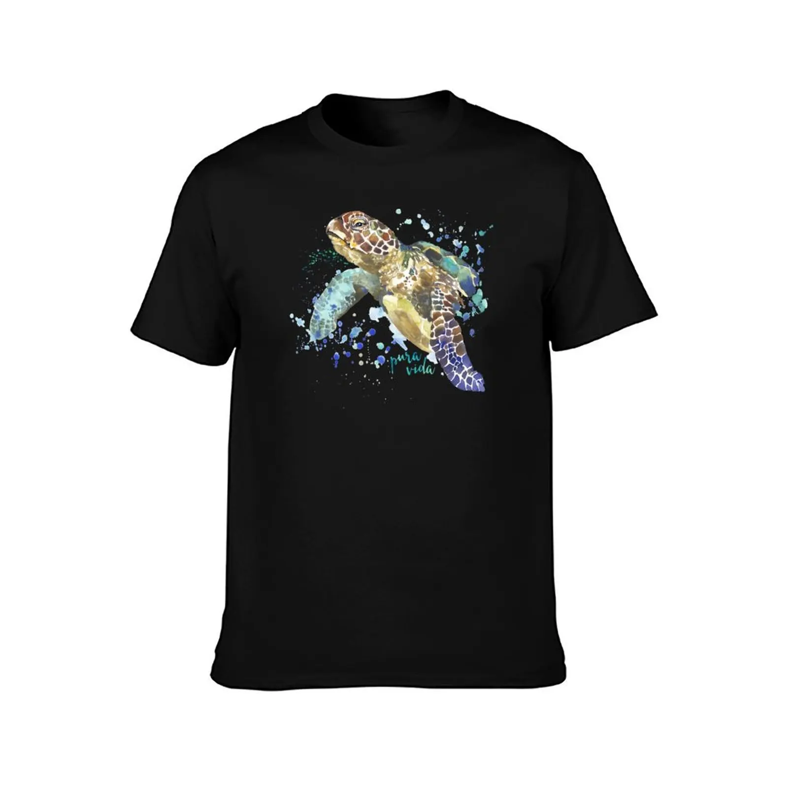 Sea Turtle Pura Vida Watercolor T-Shirt Stylish Graphic Short Sleeve Top T-Shirt