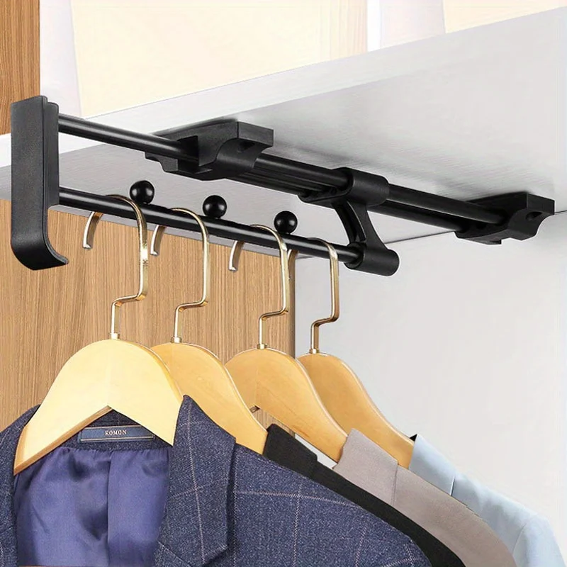 

Выдвижная штанга для шкафа (1 шт.): вешалка для одежды, полотенец, пальто, органайзер для хранения в гардеробе