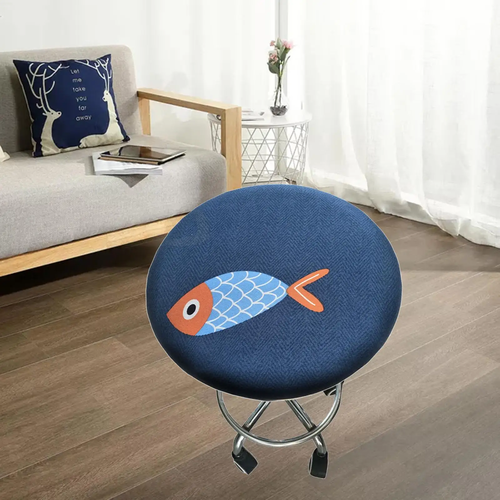 Stretch Round Bar Stool Cover Washable Cover Polyester Cushion 28-40cm