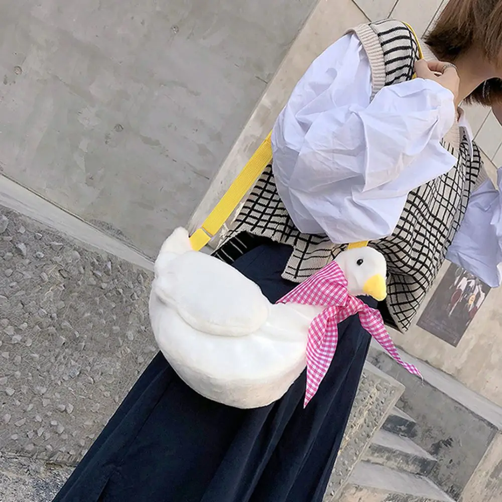 

Capacity Cotton Polyester Girl Gift Adjustable Shoulder Strap Women Shoulder Bag Crossbody Bag Korean Style Bag Duck Plush Bag