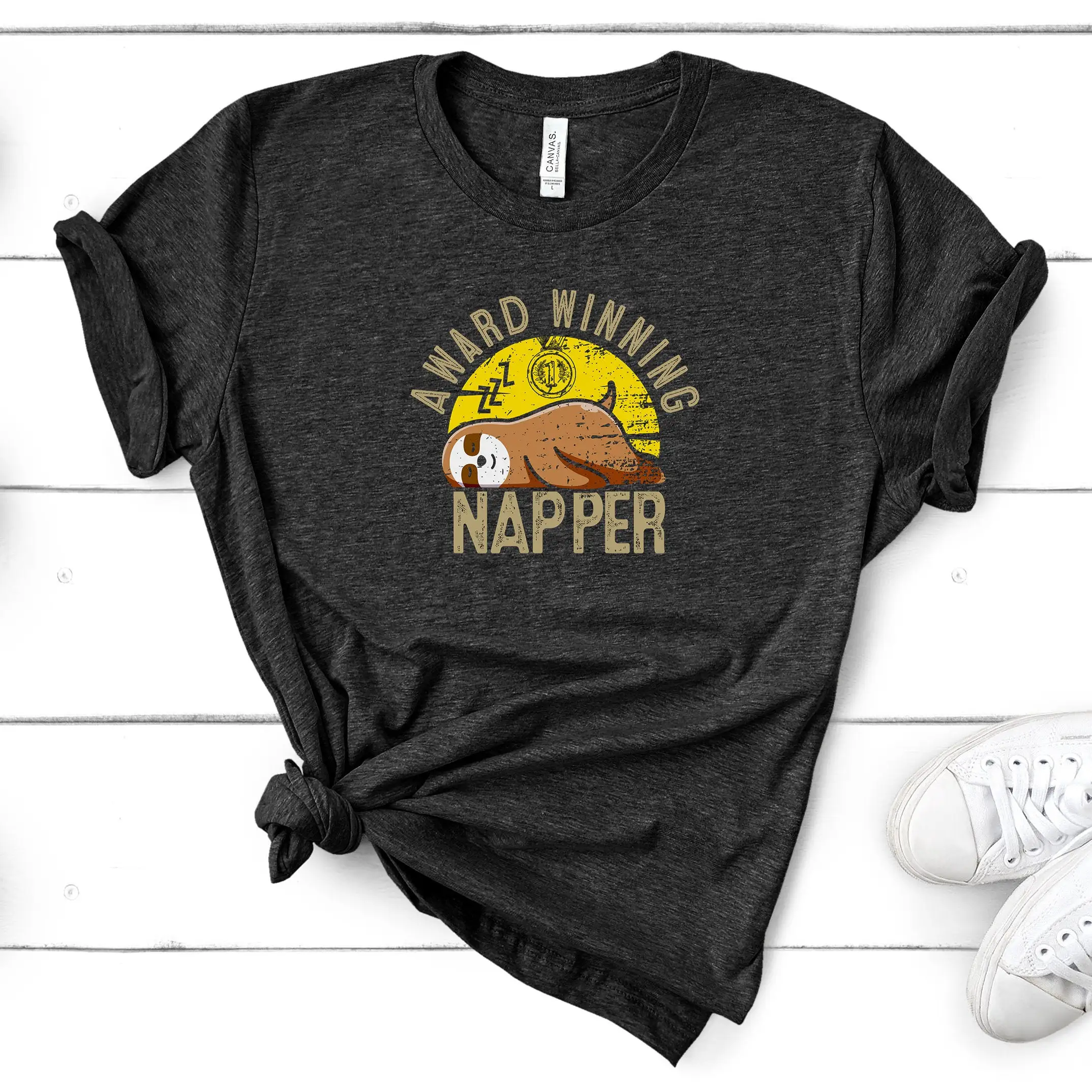 Sleeping Sloth Lover T Shirt Award Winning Napper Funny Sleepyhead