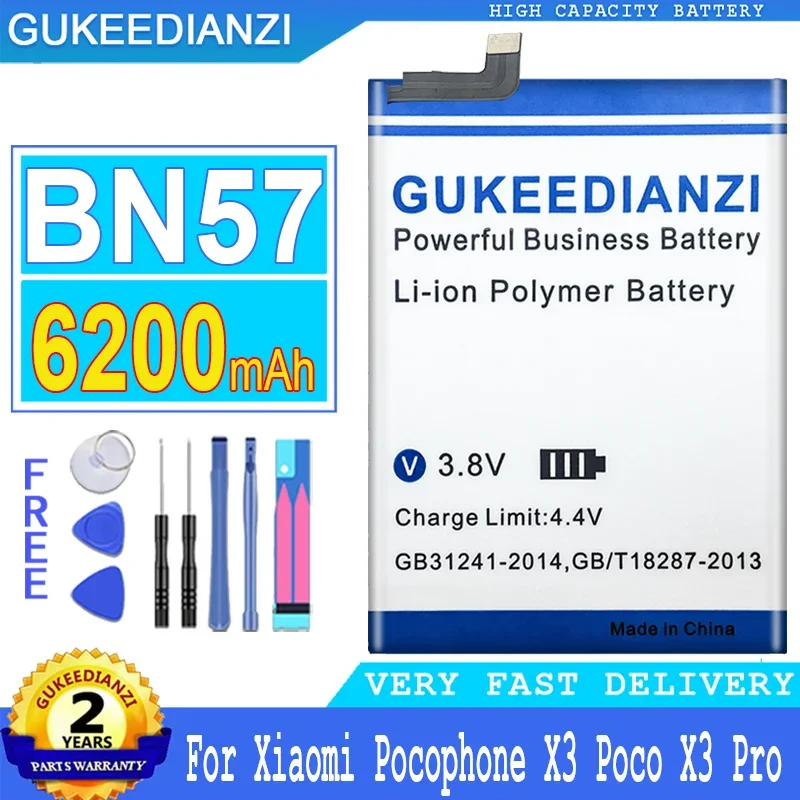 

GUKEEDIANZI Battery BN57 BN61 For Xiaomi Pocophone X3 Poco Pro X3Pro Big Power Bateria