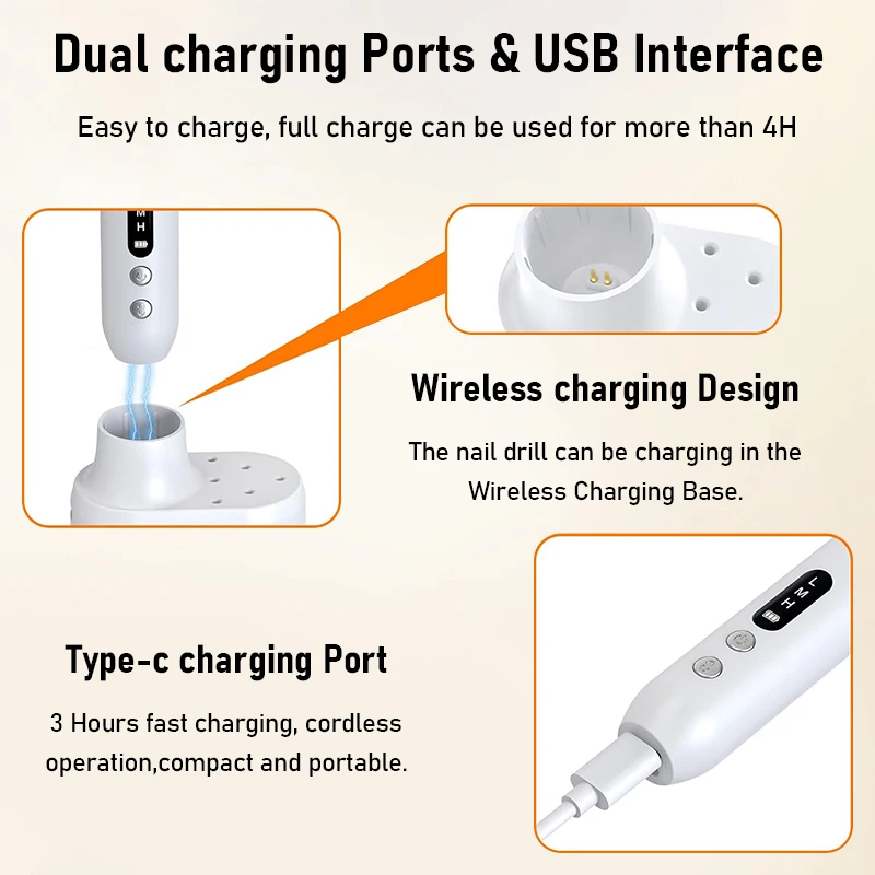 Electric Nail Polisher Drill Bits Professional Grinding Sanding File Pen Manicure Polishing Dead Skin Removal Art Machine Care