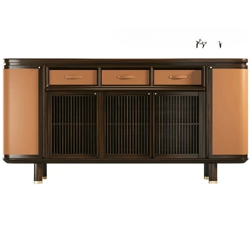 

All solid wood dining side cabinet New Chinese ebony simple living room storage corner cabinet Integrated wall chest cabinet