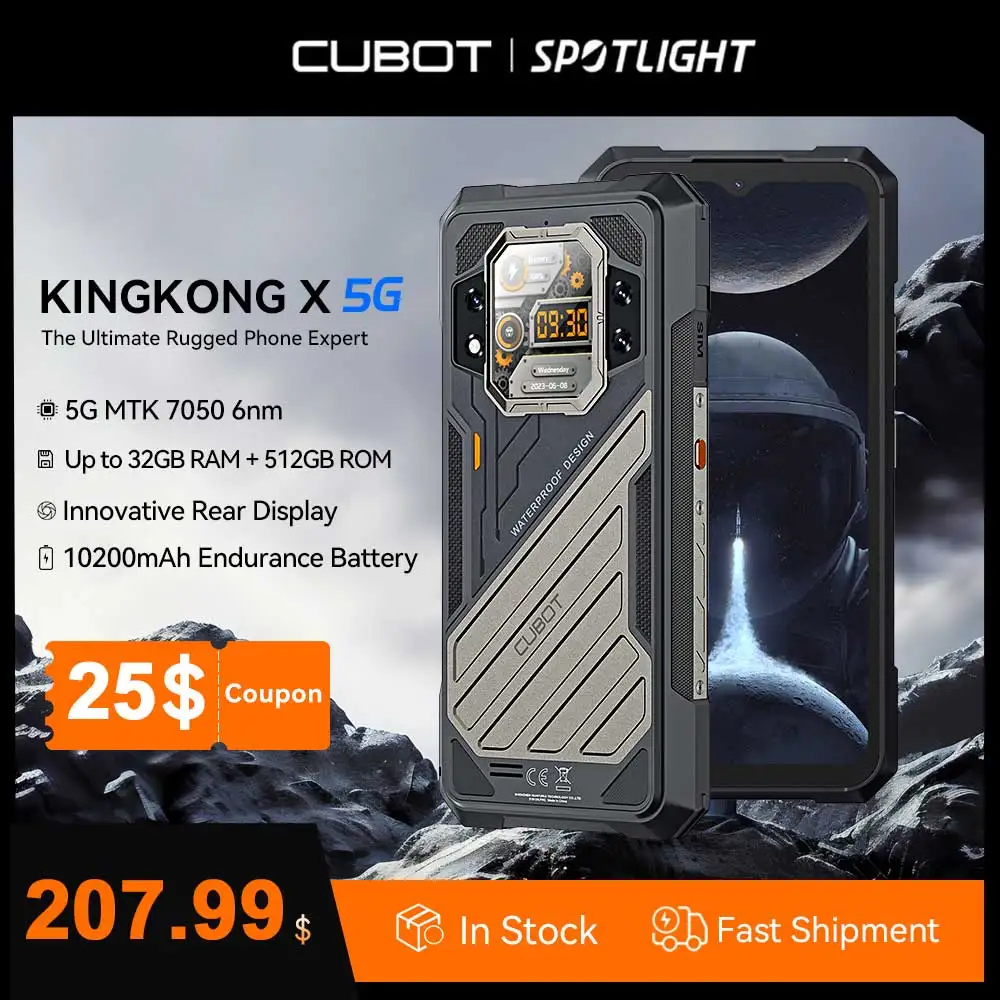 [Weltpremiere] CUBOT KINGKONG X, Smartphone 5G, 32GB RAM (16GB + 16GB erweitert), 256/512GB ROM, 10200 mAh Akku, 6,583 Zoll 120 Hz 2,4K Bildschirm,100MP Kamera, NFC, handy android(Versand aus EU-Lager,5-Tage-Lieferung)