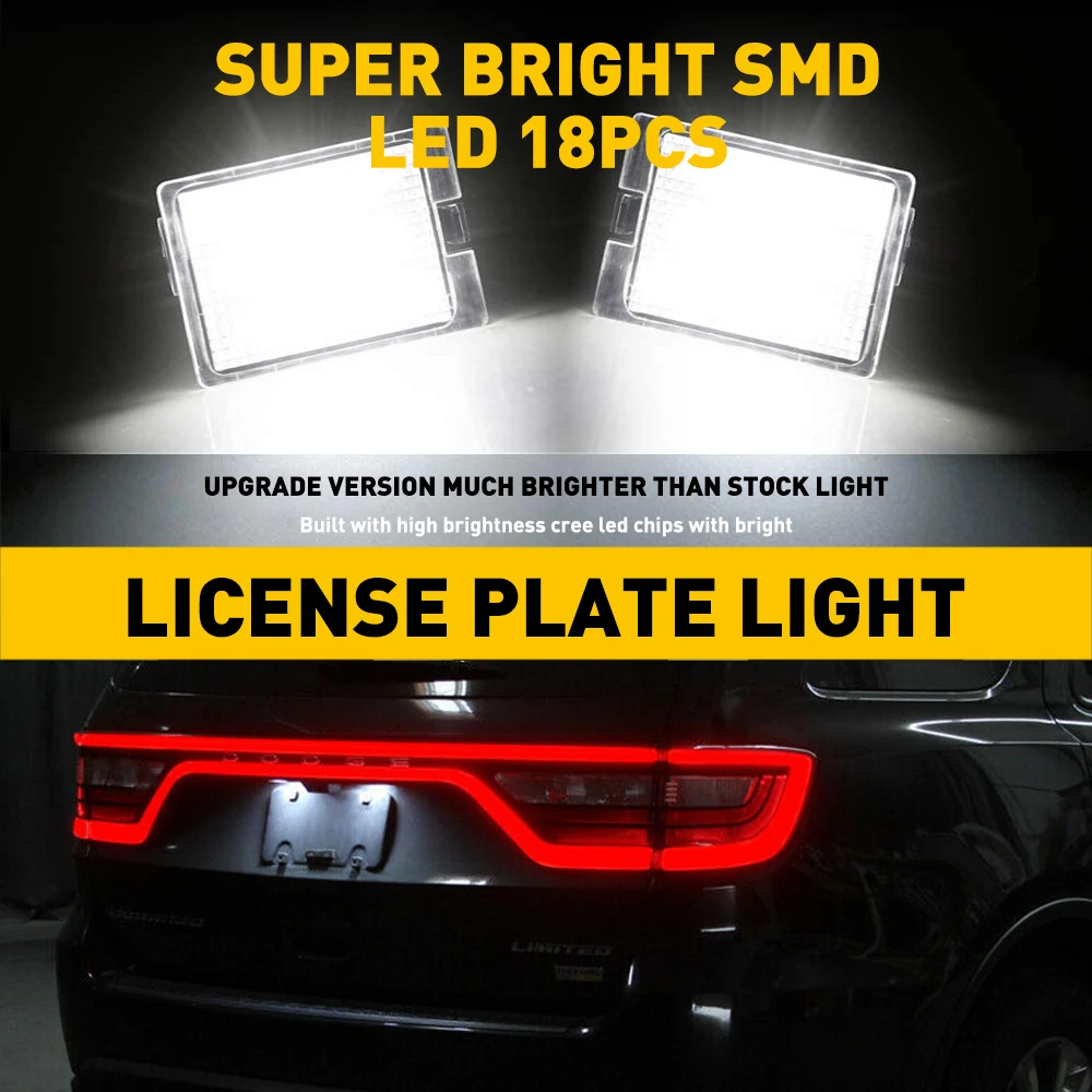 2Pcs LED Number License Plate Lights For Dodge Durango Citadel Limited 2014 2015 2016 2017 2018 2019 2020 2021 Car Products