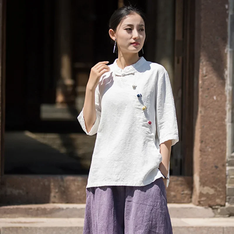 Pop Short Sleeve T-shirts Vintage Clothes Blouses And Shirts Oversized T-shirt Women Clothes Women's Blouse Cotton And Linen