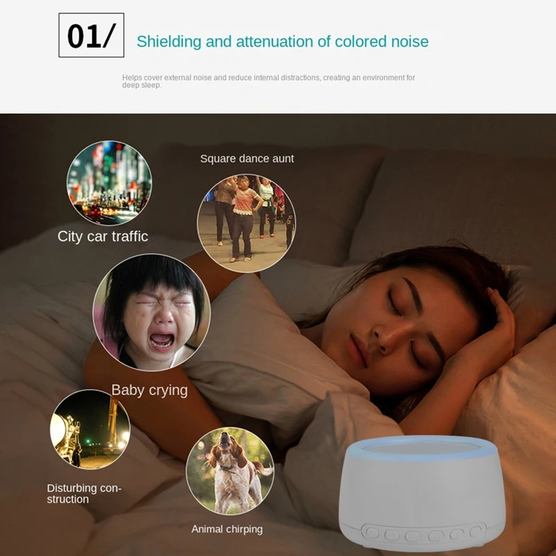 Máquina de ruido blanco, altavoz Compatible con Bluetooth, altavoz de sincronización recargable para dormir de bebés adultos