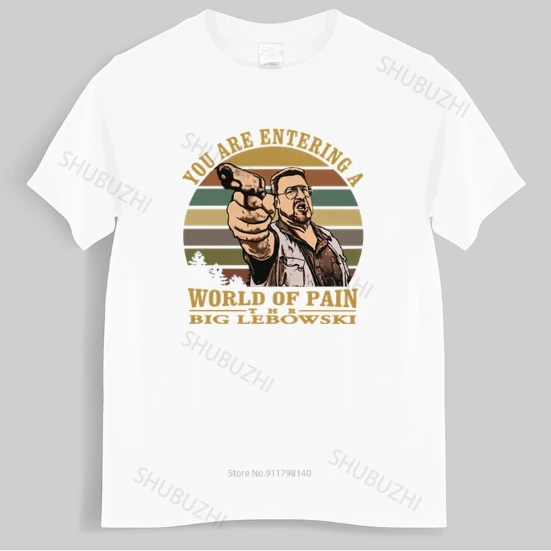 رجل تي شيرت خمر The Big Lebowski تي شيرت الرجال والتر Sobchak تي شيرت أنت دخول عالم من الألم التي شيرت قميص أسود