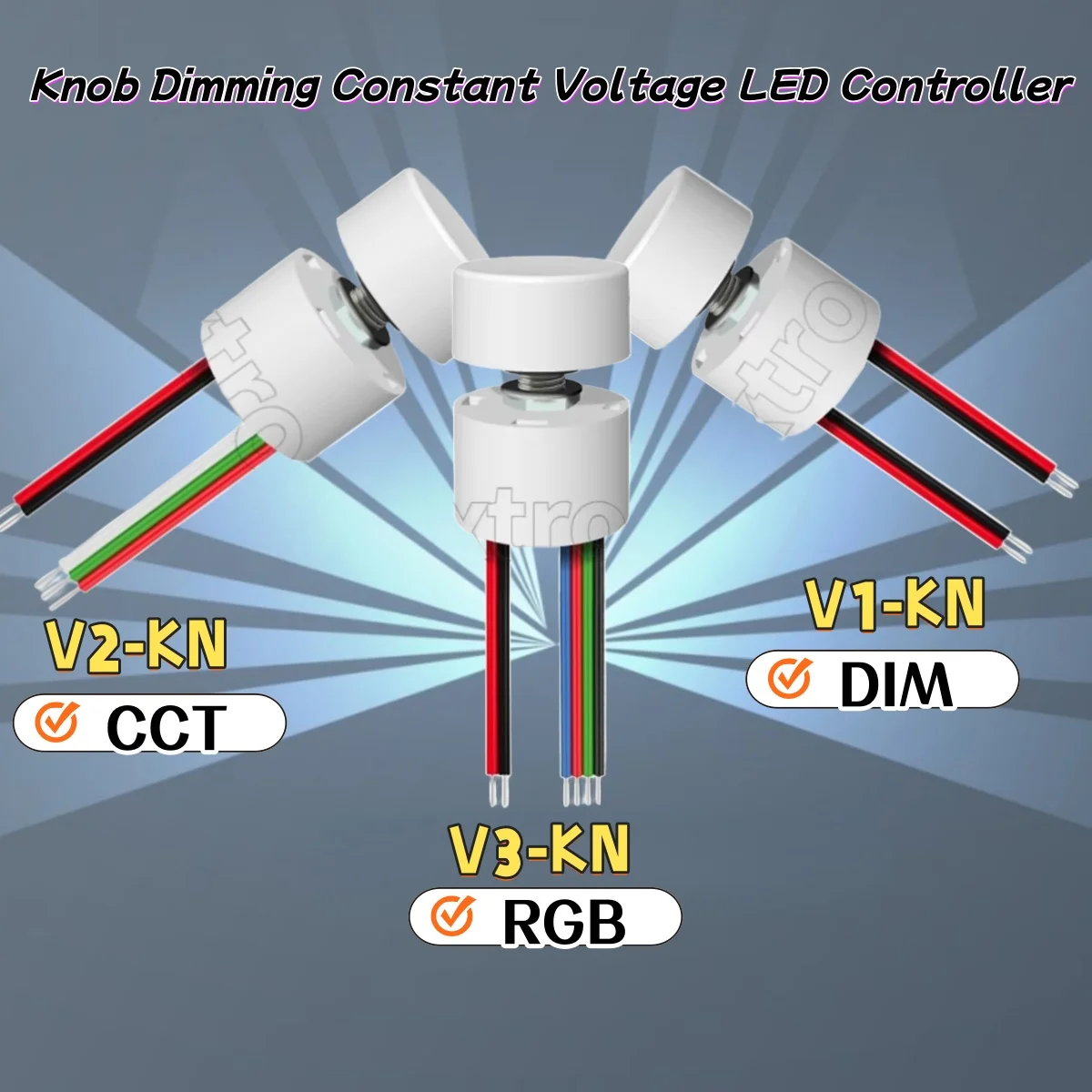 

5-24V Knob Dimming Constant Voltage LED Controller V1/2/3-KN Dimmer Smooth Dimming No Flicker For Single Color CCT RGB LED Strip