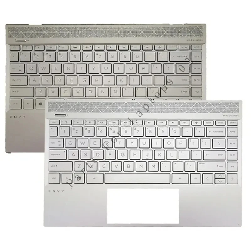 New Top Case US Keyboard for HP ENVY 13 13-AH TPN-W136 Laptop Palmrest Upper Cover with Backlit keyboard Replacement Glod Silver