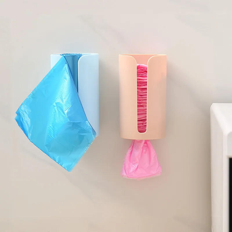 Creative Perforation-free Garbage Bag Storage Box Kitchen Wall Hanging Extractor Plastic Bag Storage Box Four Colors  Available