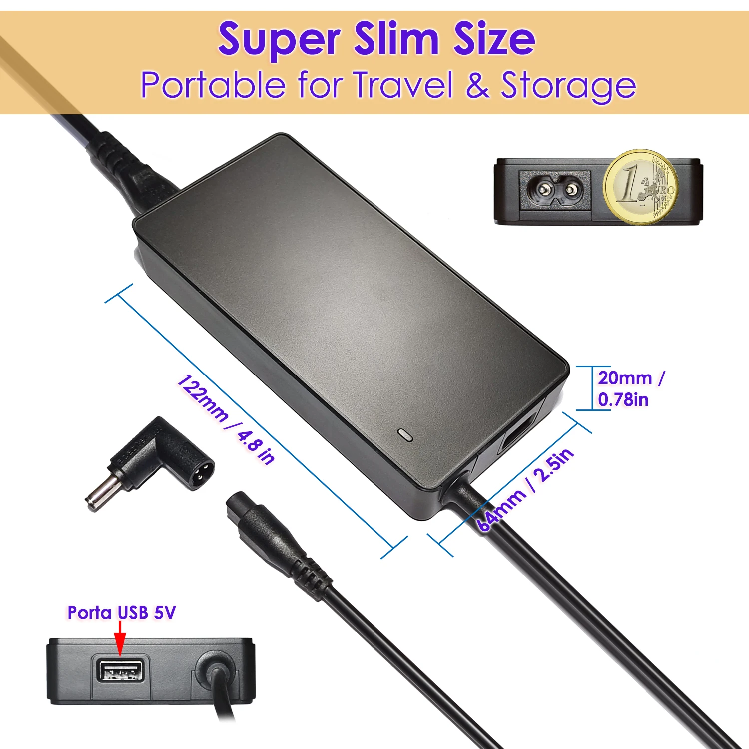 90W Universal Laptop Charger for HP Stream ENVY x360 Dell Latitude Inspiron XPS Chromebook Acer Aspire Swift Asus Vivobook Sony