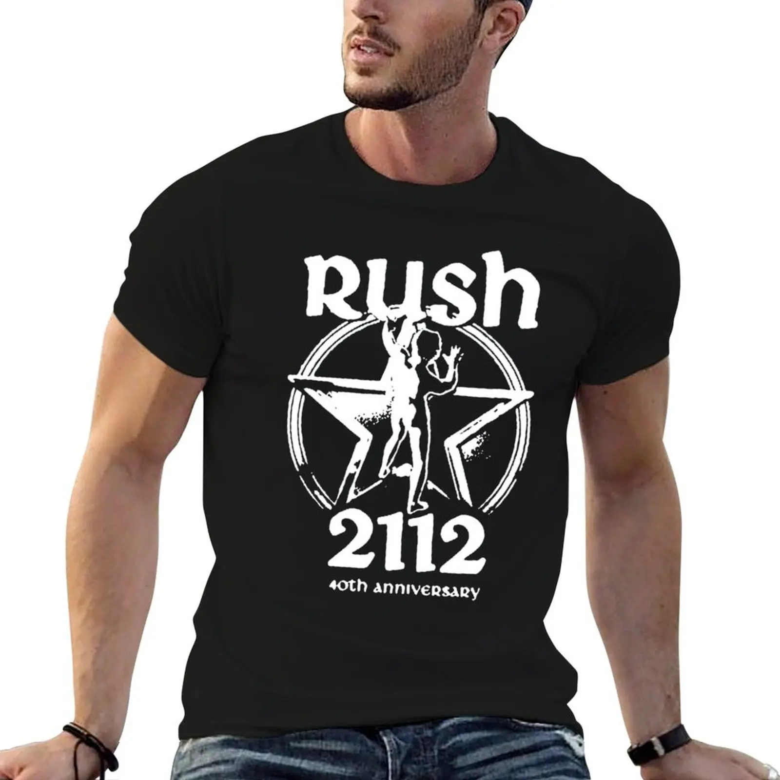 

2112 40th anniversary man stars rush T-Shirt cotton t shirts man 100% graphic t shirts for man essential t shirt T-shirt