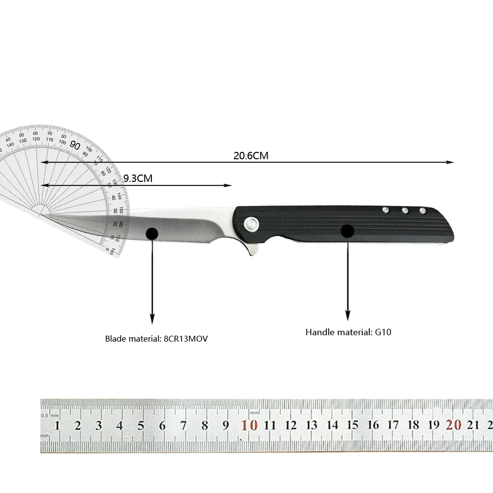 CR 8cr13mov شفرة ABS سكين صغير قابل للطي ، الفولاذ المقاوم للصدأ المحمولة عالية الجودة في الهواء الطلق EDC بقاء التخييم سكين جيب #6