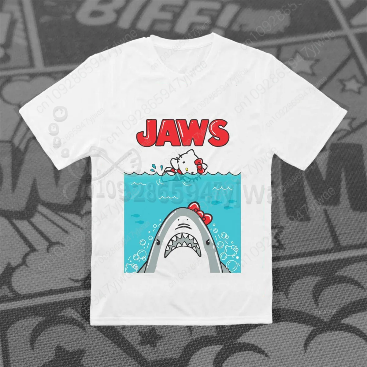 HelloKitty متعة هالوين القطن تي شيرت الكرتون روح الدعابة نمط مطبوعة قصيرة الأكمام طفل الكبار حزب الوالدين ملابس الطفل #6