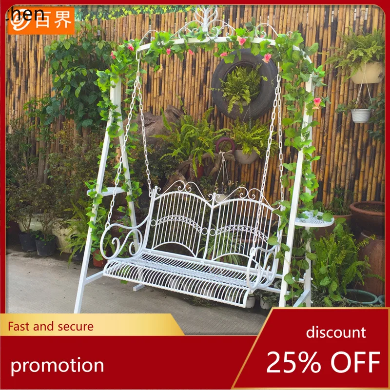 HXL Iron Double Swing Outdoor Hammock Courtyard Balcony Hanging Chair Photography Prop