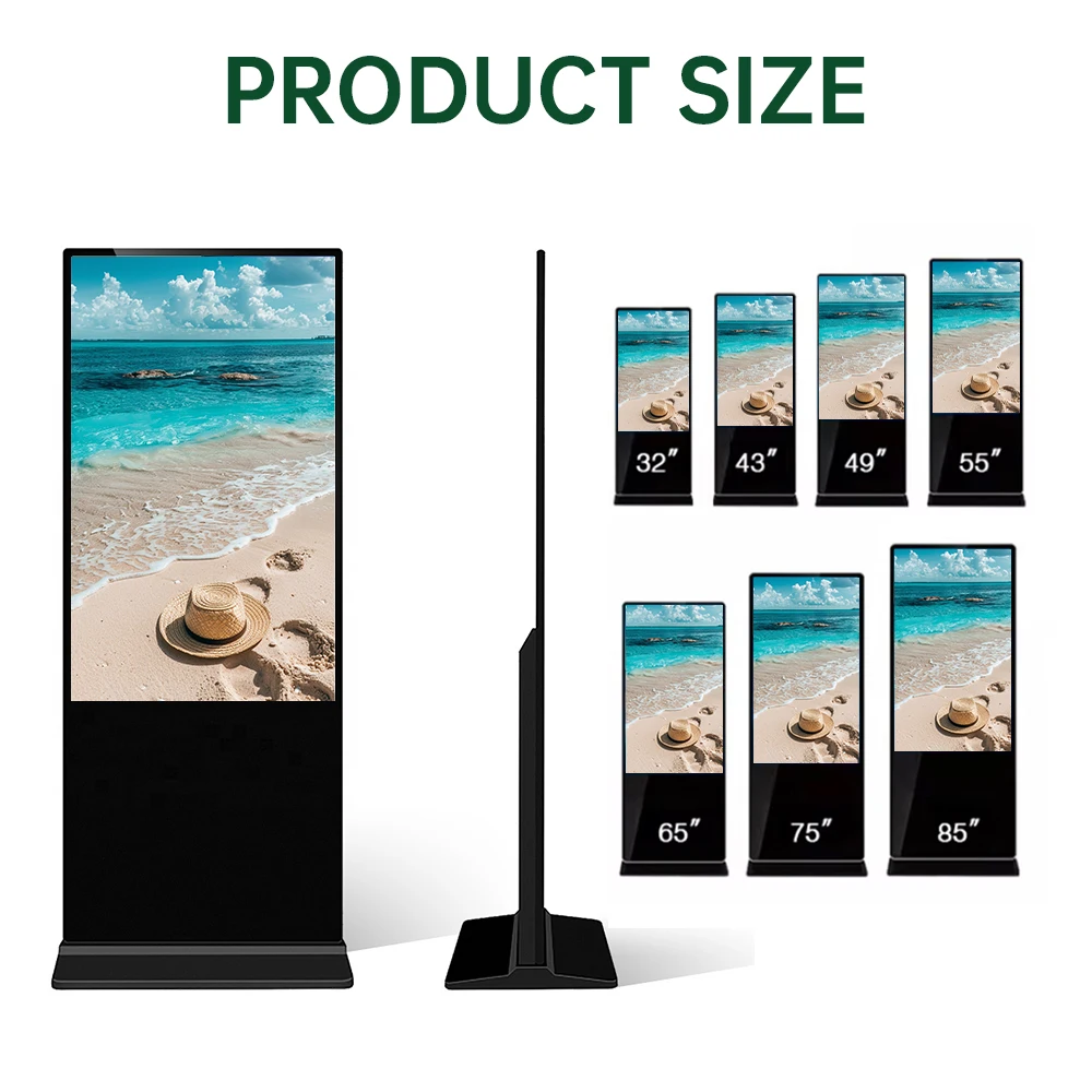 32 43 49 55 65 75 Indoor LCD Advertising Screen Floor Standing Kiosk Totem Exhibition Hall Digital Signage and Displays